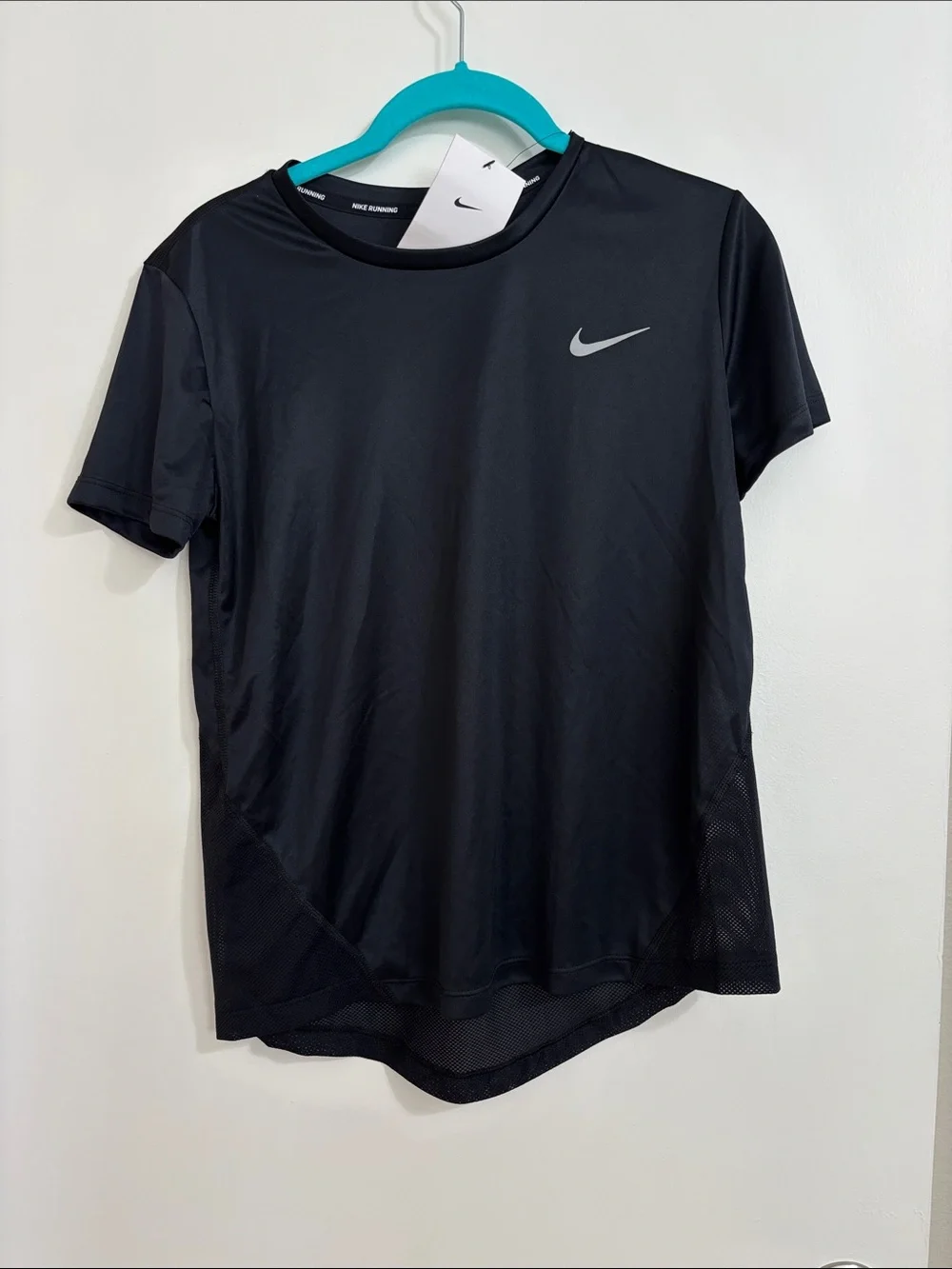 NWT Nike Black Performance Running Shirt with Mesh Back